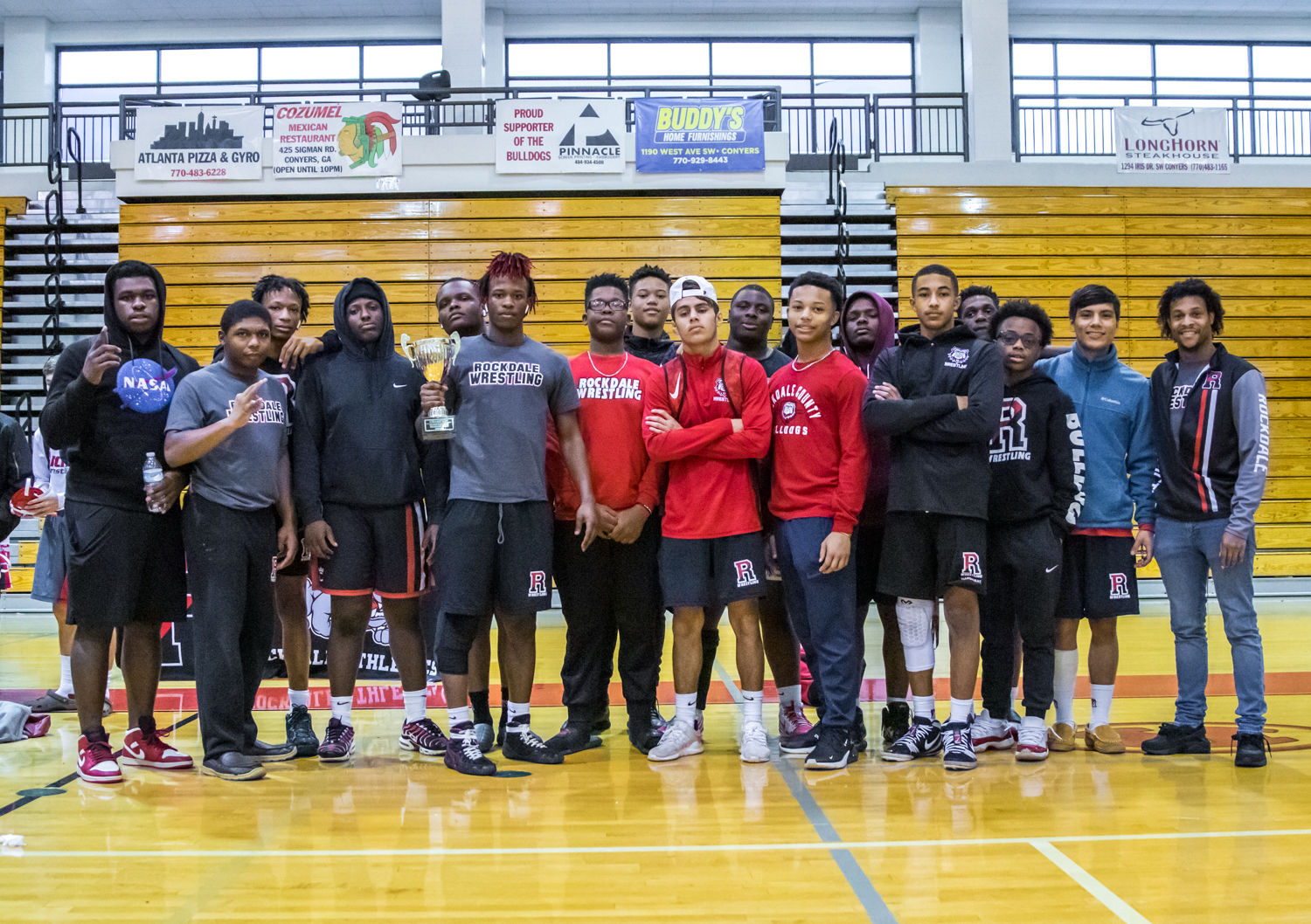The Rockdale County wrestling team won its third consecutive 8-AAAAAAA area duals championship Saturday